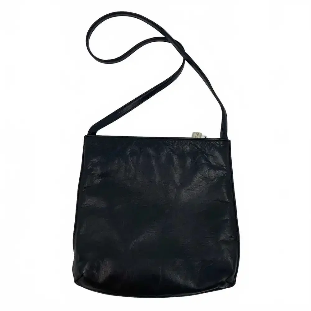 Perlina Black Leather Shoulder Bag | Women’s OS Portable Classic Style